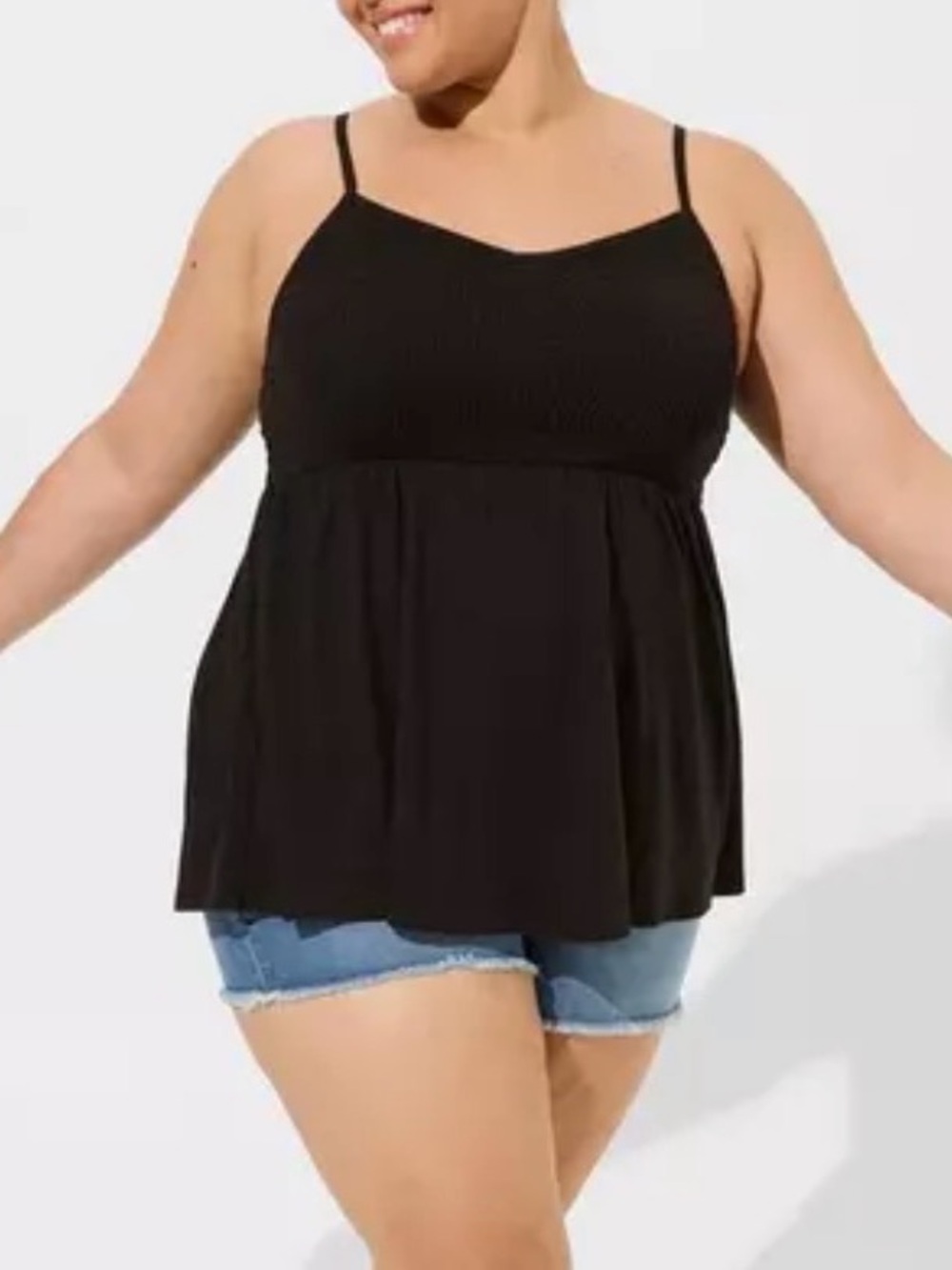 Torrid Cotton Modal Slub V-Neck Smocked Babydoll Tank size 4x (26)